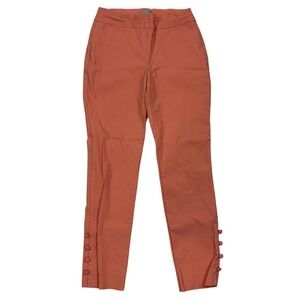 Chicos Pull On Ankle Pants Button Detail Size 0R (Chico 000R) Ankle Coral Orange